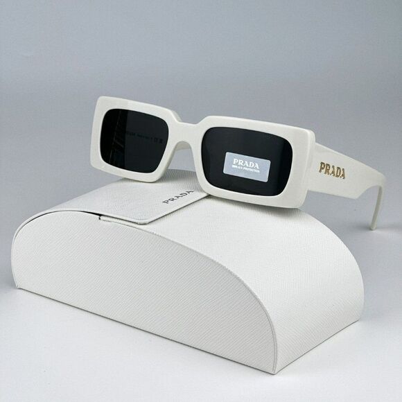 Prada Accessories - SALE! NEW Prada PR A07S 1425S0 Talc White Dark Grey Rectangle Unisex Sunglasses